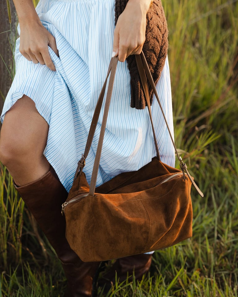Louenhide Marissa Suede Shoulder Bag  Cognac