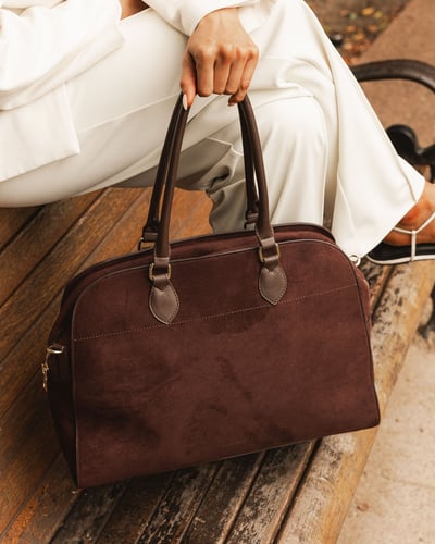 Blaire Suede Tote Bag  - Chocolate - Lifestyle