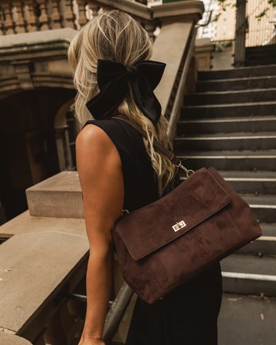 Arden Suede Shoulder Bag - Chocolate - Lifestyle
