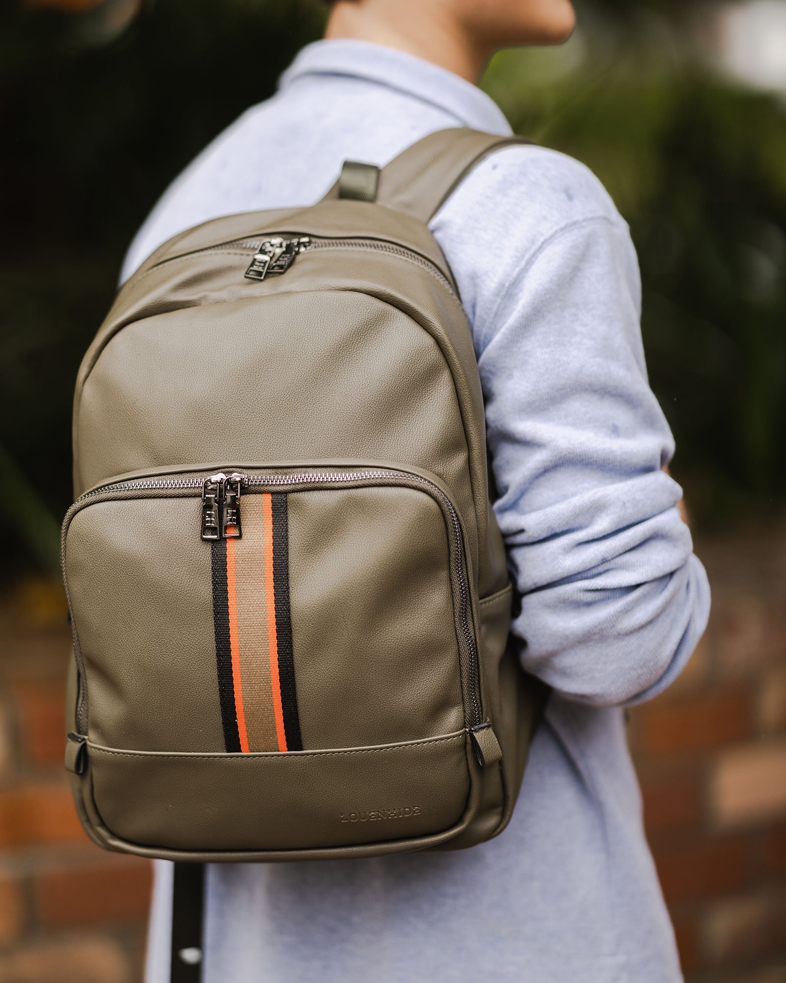 Louenhide Bentley Stripe Backpack Khaki Orange