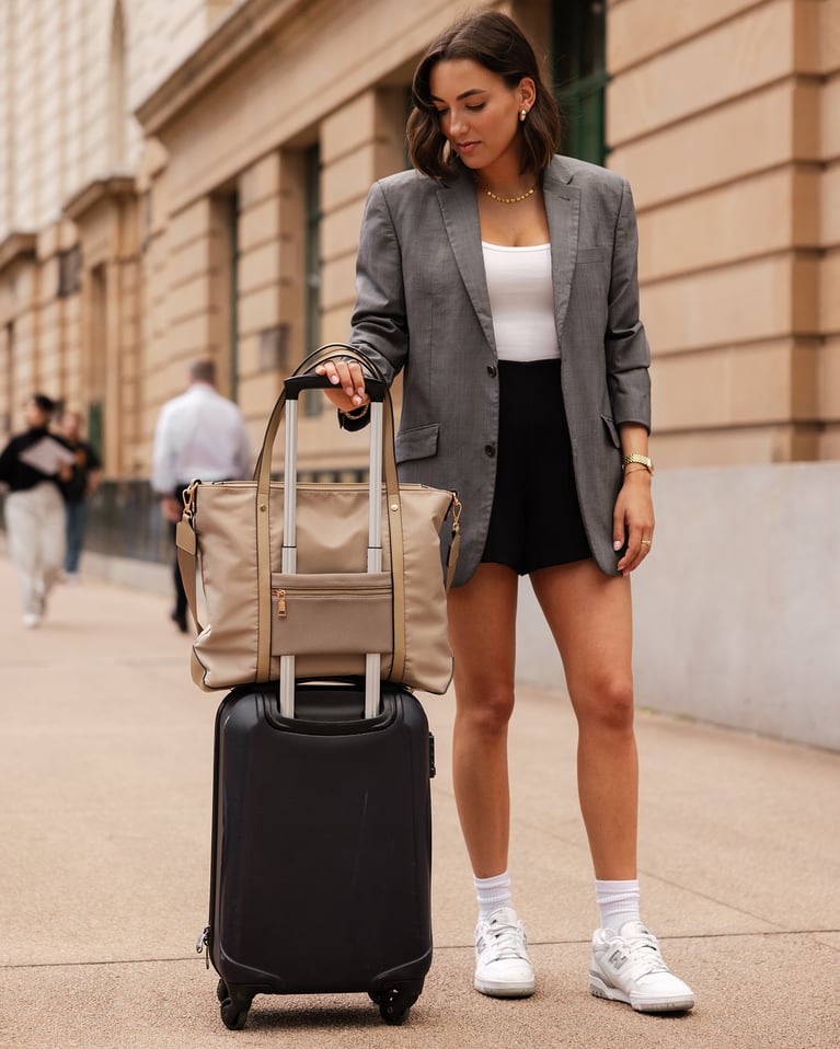 Nora Nylon Travel Tote Beige