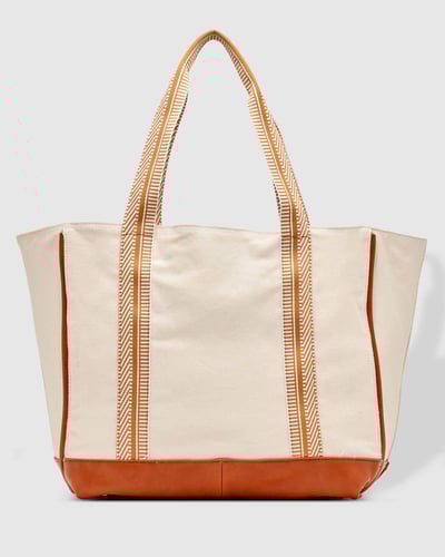 Leroy Canvas Tote Bag Cream Tan