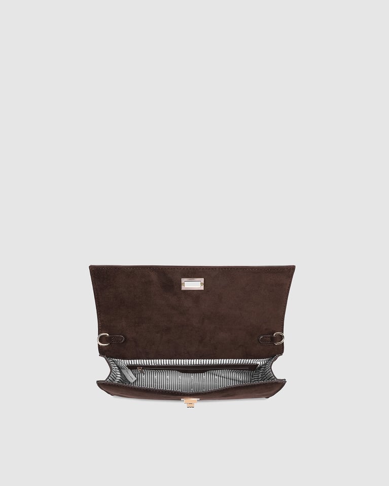 Louenhide Delaney Clutch Crossbody  Suede Chocolate