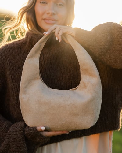 Mini Monaco Shoulder Bag - Suede Blonde - Lifestyle