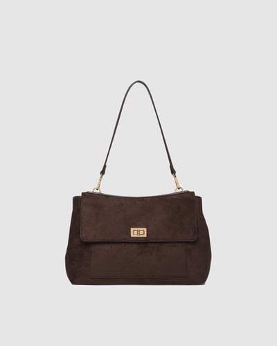 Arden Suede Shoulder Bag - Chocolate