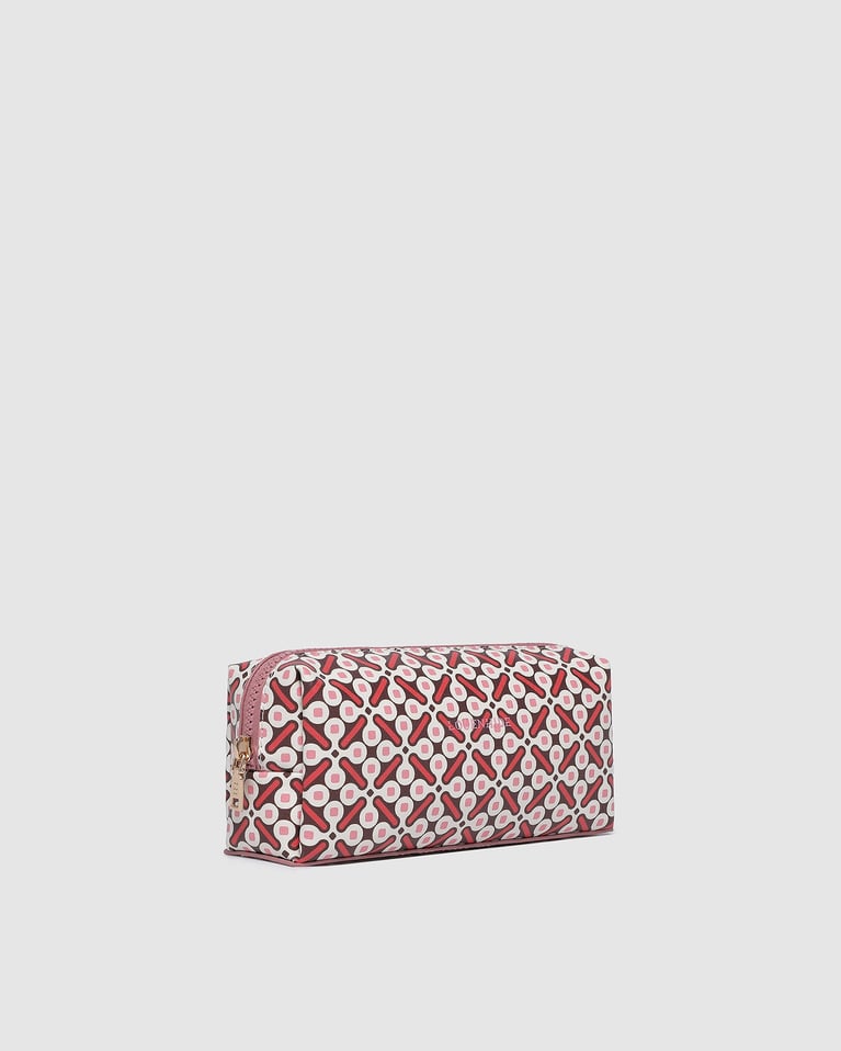 Louenhide Brianna Makeup Bag with Brush Set Retro Pink