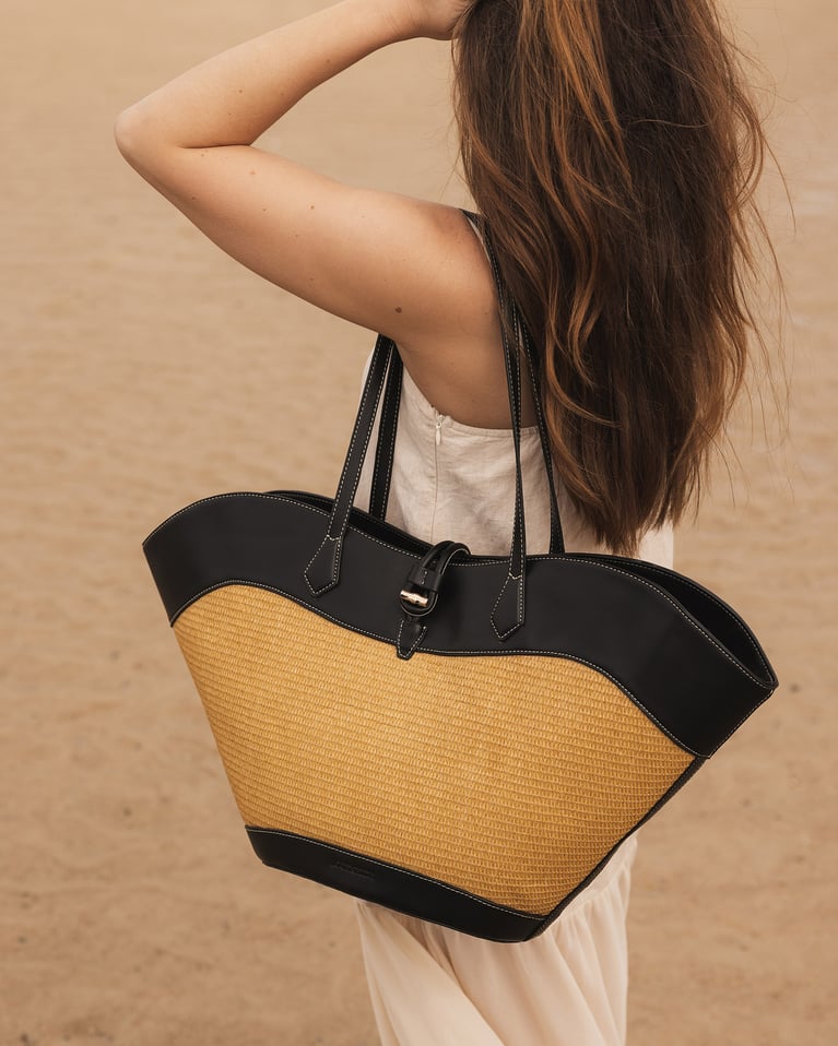 Louenhide Malta Tote Bag Raffia Black