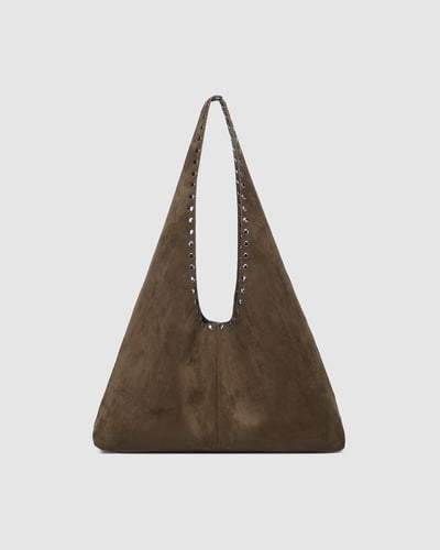 Hailey Suede Shoulder Bag   - Olive  