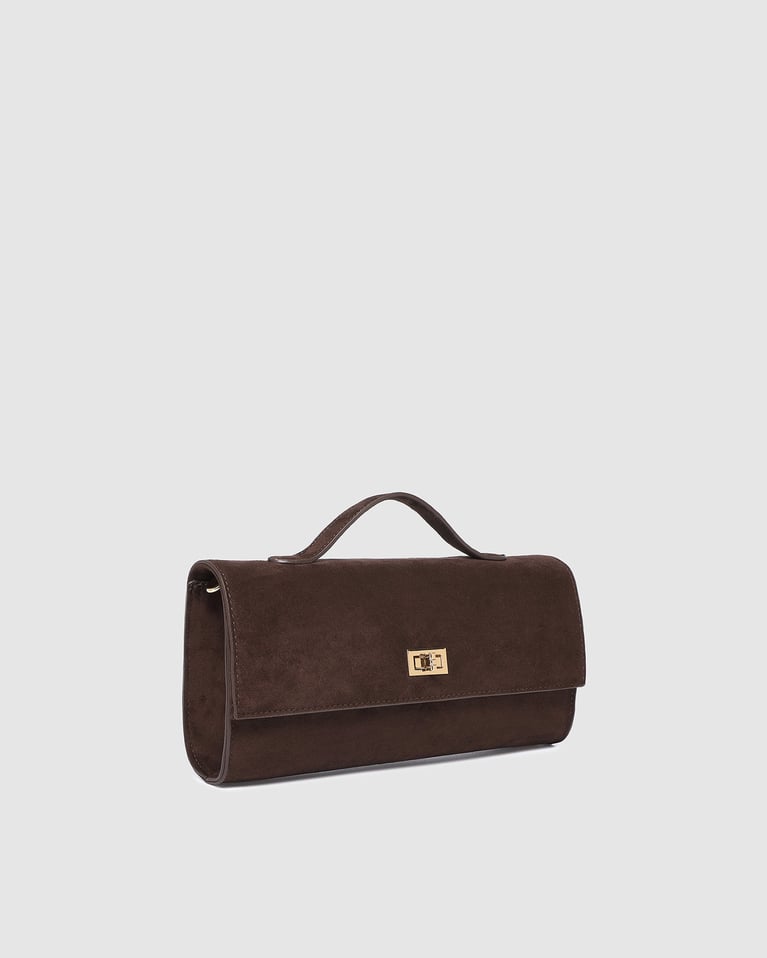Louenhide Delaney Clutch Crossbody  Suede Chocolate
