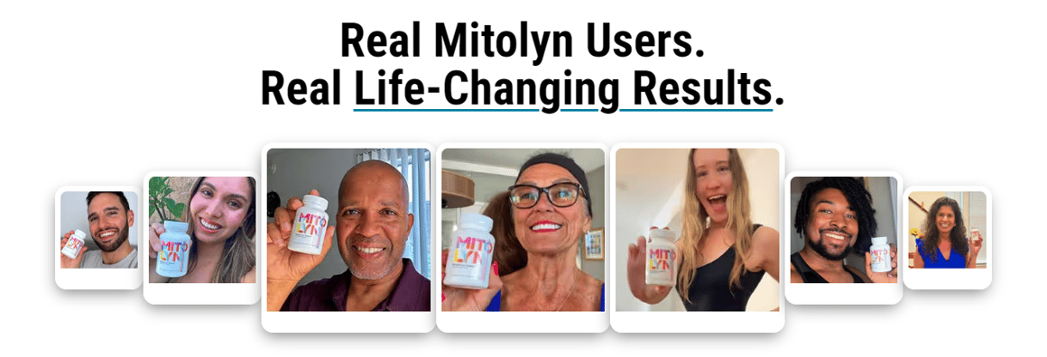 Real MITOLYN customer success stories and transformations showing before and after results