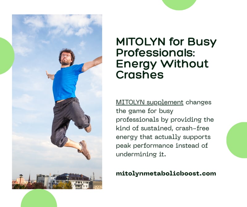 Busy professional working with sustained energy from MITOLYN supplement