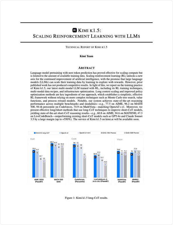 k1.5 新模型登场：Kimi 如何做到满血版多模态 o1 水平（附技术报告）