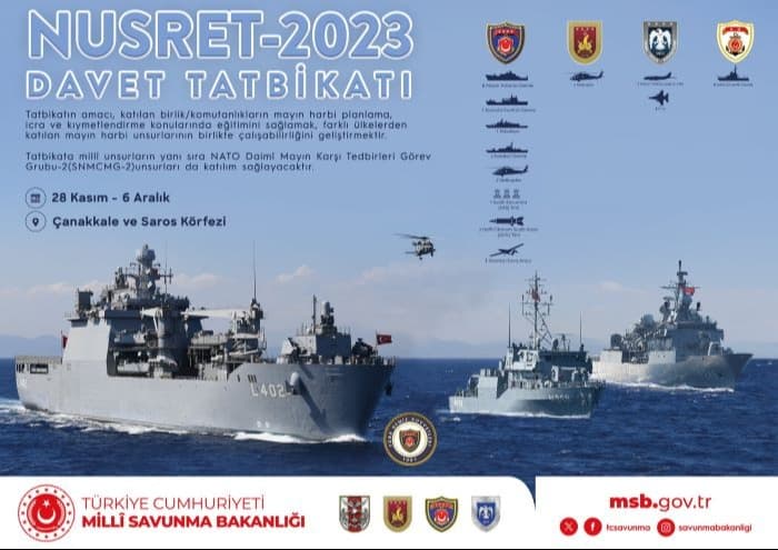 "Nusret-2023 Davet Tatbikatı" Çanakkale ve Saros Körfezi'nde başladı
