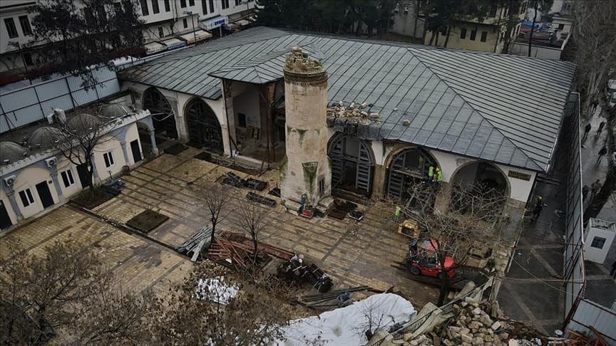Kahramanmaraş'ta ağır hasarlı Ulu Cami onarılıyor
