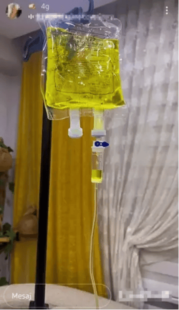 Sarı serum uygulaması yapan vatandaşların fotoğraflarıyla reklam yapılıyor.