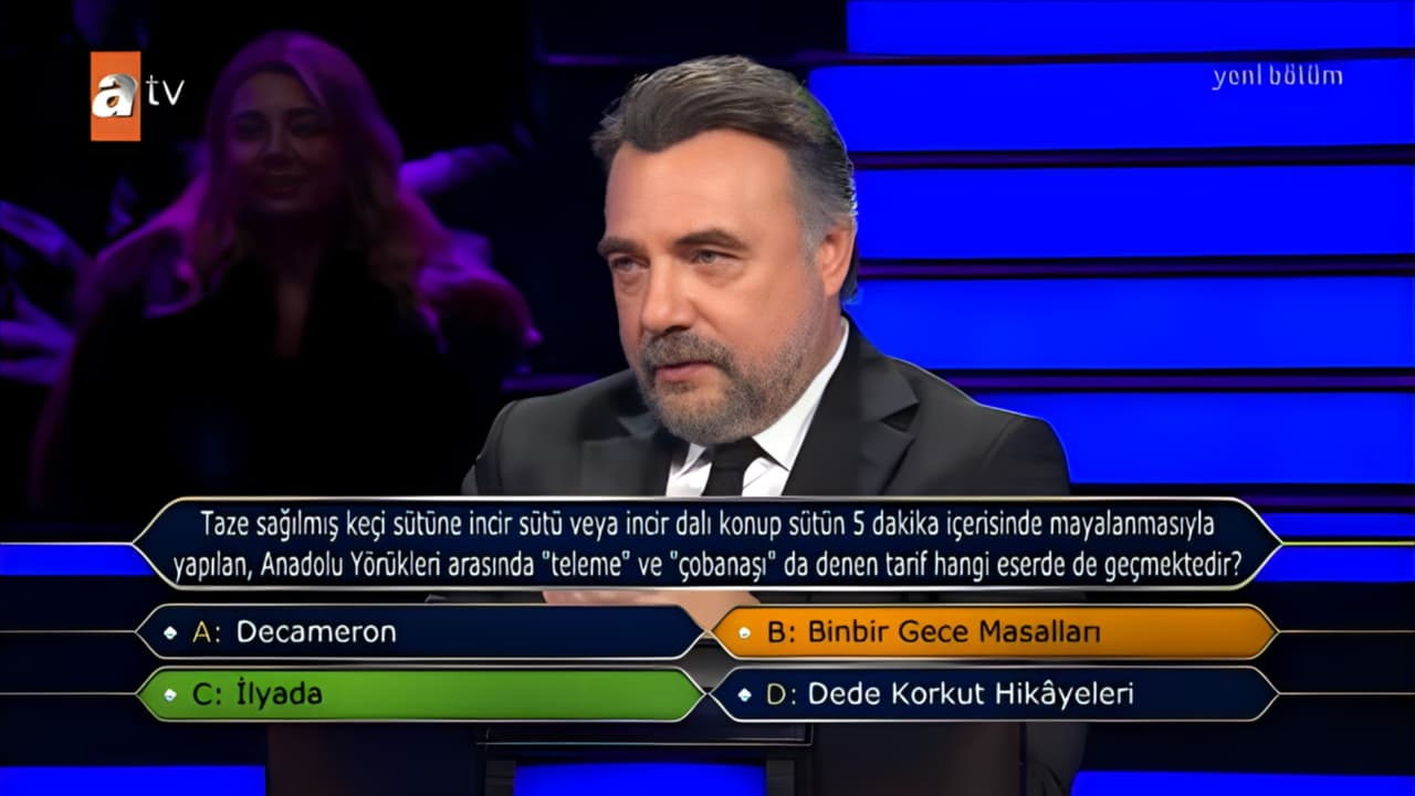 Kim Milyoner Olmak İster 200.000 TL’lik soru | “Anadolu Yörükleri arasında "teleme" ve "çobanaşı da denen tarif hangi eserde de geçmektedir?”
