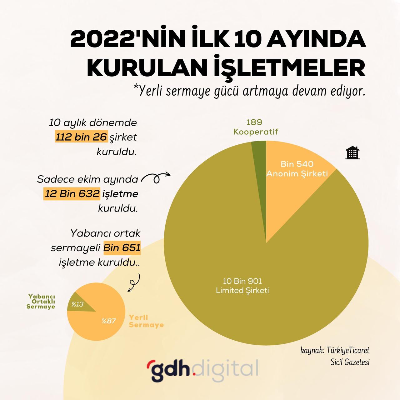 İlk 10 ayda kurulan şirket sayısı yüzde 24,9 arttı