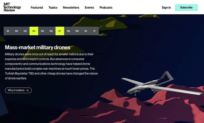 MIT Technology Review, Bayraktar TB2'leri 2023'ün çığır açan teknolojileri arasında gösterdi