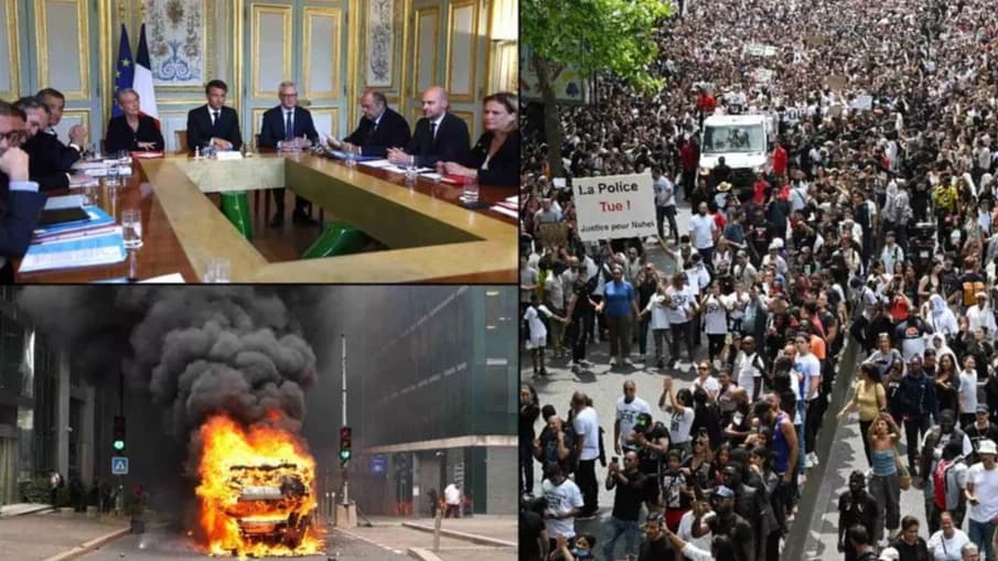 Fransa'da şiddet olayları: Macron kriz merkezinde belediye başkanlarıyla bir araya geldi