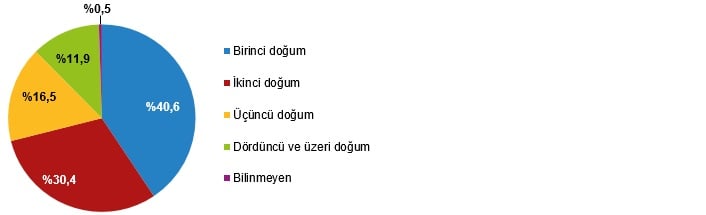 Doğum sırasına göre doğumların oranı, 2023