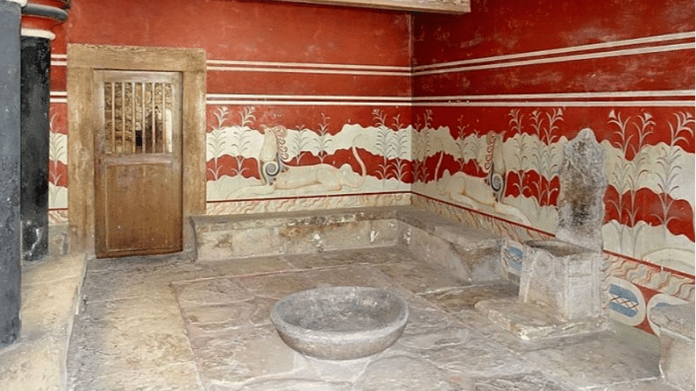 Knossos Sarayı’nın görkemli taht odasının Avrupa’nın en eski taht odası olduğu düşünülüyor
