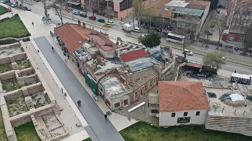 Edirne'deki Havlucular Hanı'nda restorasyon çalışmaları devam ediyor