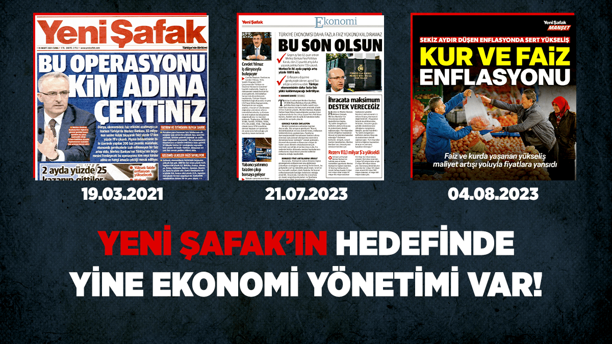 Yeni Şafak'ın hedefinde yine ekonomi yönetimi var