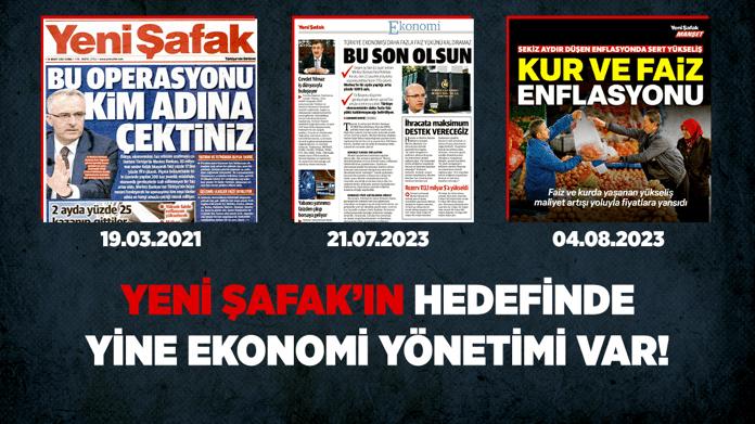 Yeni Şafak'ın hedefinde yine ekonomi yönetimi var