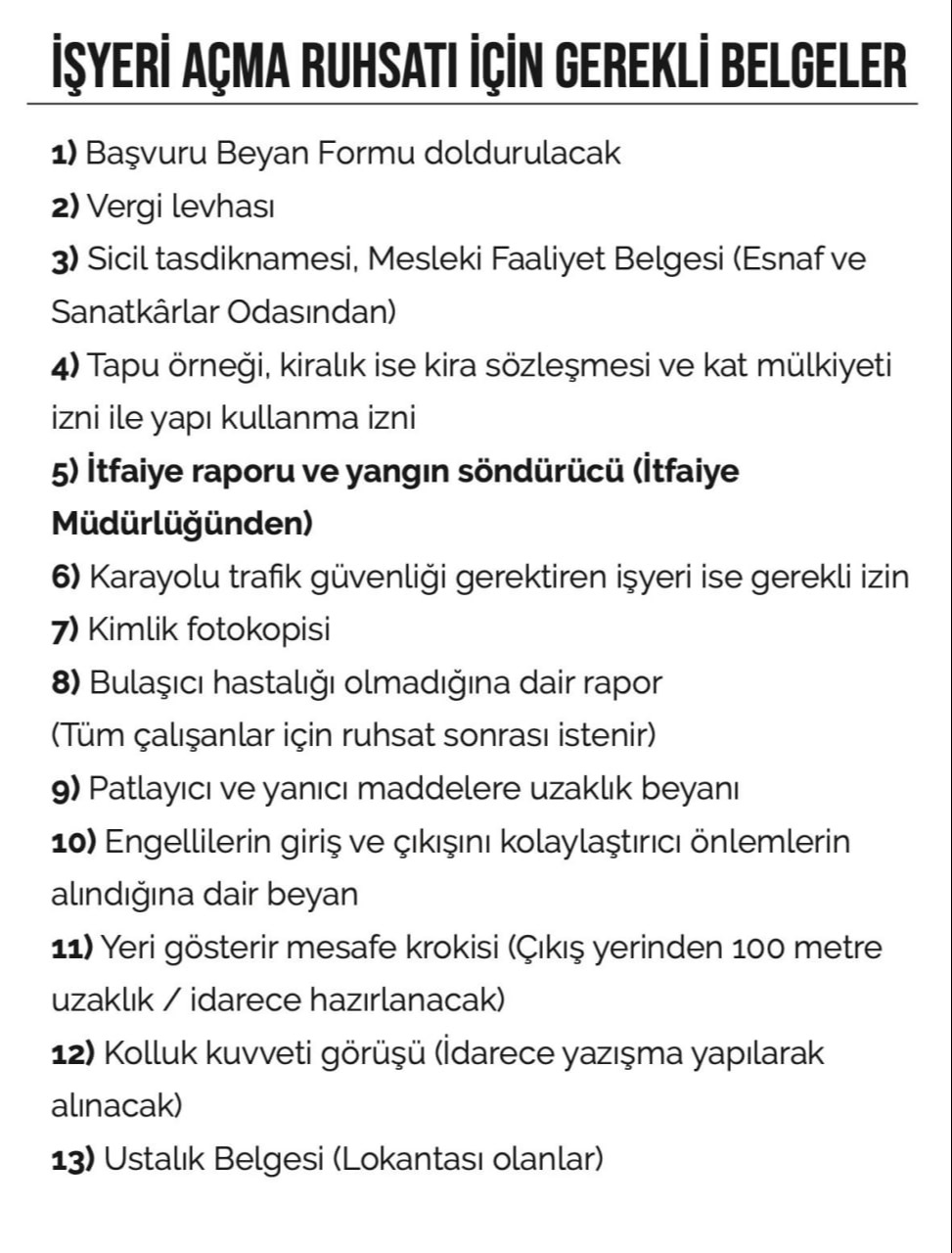 Belediye veya İl Özel İdaresi tarafından otel açılışlarında istenmesi gereken belgeler