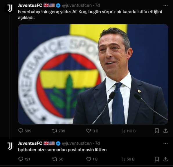 Juventus hesabı çalındı