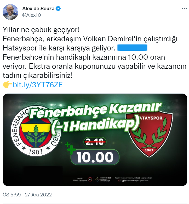 Alex de Souza''ya bahis tepkisi sürüyor