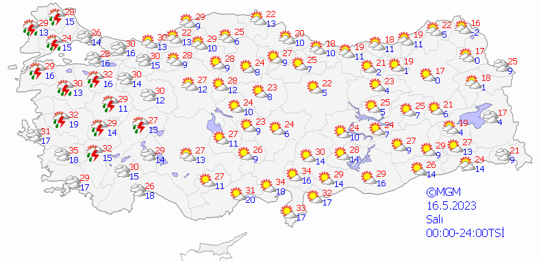 16 mayıs hava tahmini
