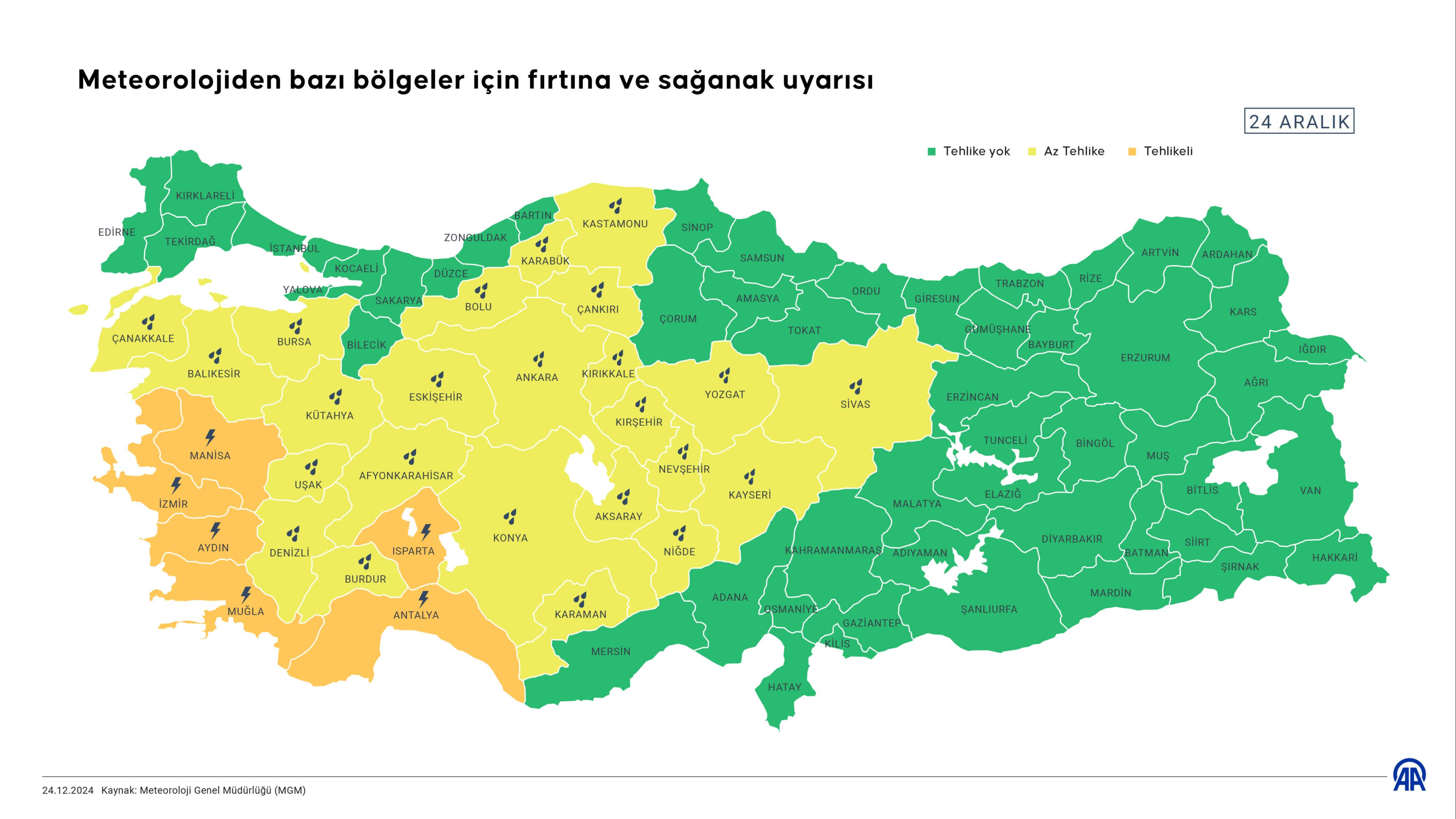 Meteorolojiden uyarılar. Grafik: AA