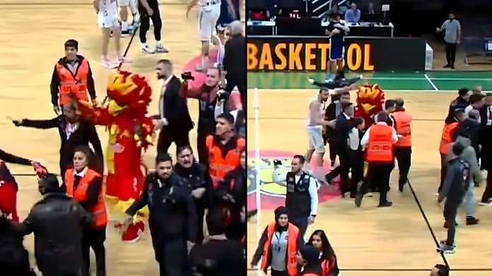 Göztepe Basketbol Takımı'nın maskotu K’ANKA ilk maçında olay çıkardı