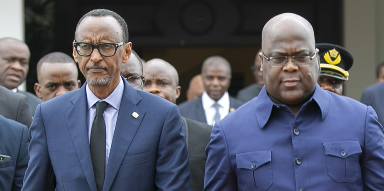 Solda&nbsp;Paul Kagame, sağda&nbsp;Felix Tshisekedi