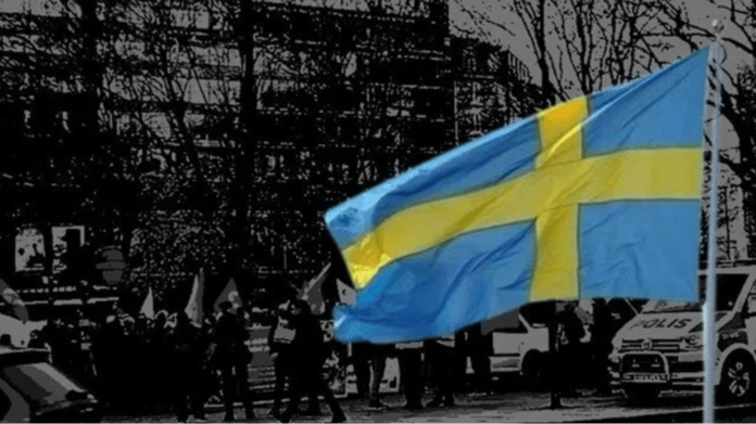 İsveç'te terör örgütü PKK yandaşlarından parlamento binası üzerinden provokasyon