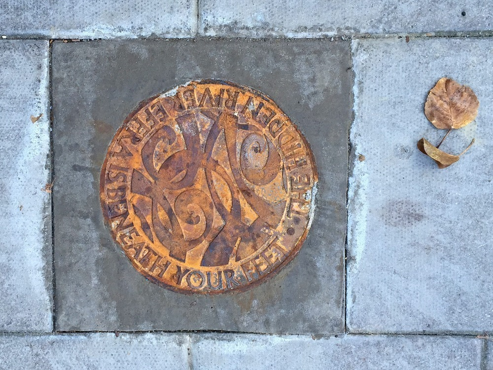 Gipsy Road, West Norwood'da bir levha şöyle yazıyor: "Gizli Nehir Effra Ayaklarınızın Altında".
