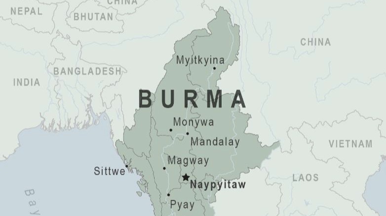 Myanmar'ın haritadaki eski adıyla konumu