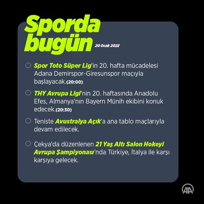 Sporda Günün Programı: Adana Demirspor-Giresunspor ve Efes-Bayern