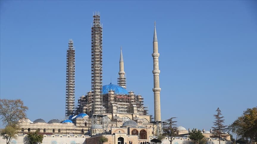 Selimiye Camii'nde restorasyon çalışmaları sürüyor