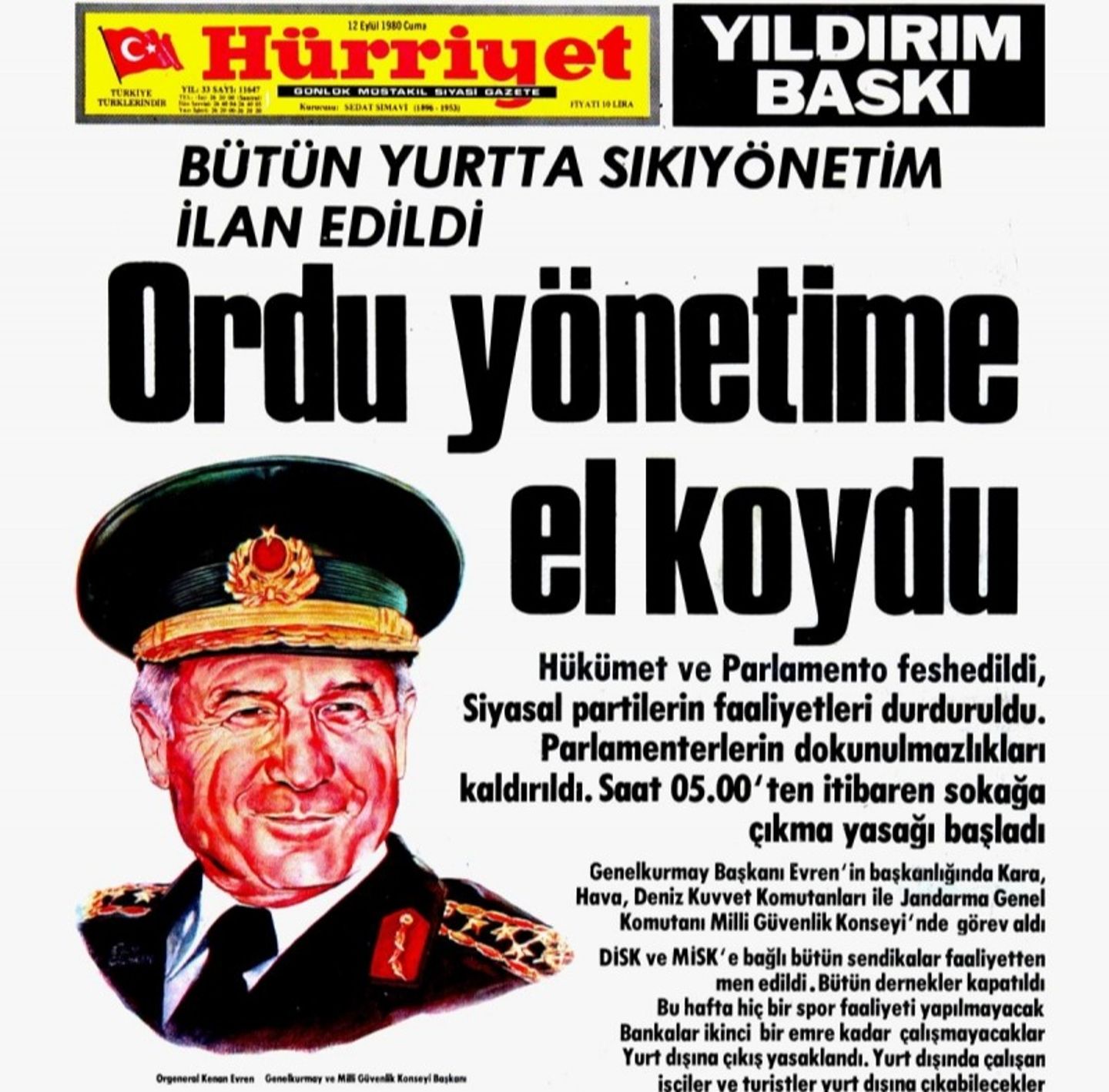 Türk demokrasi tarihinde kara bir leke: 12 Eylül Darbesi’nin 44. yılı