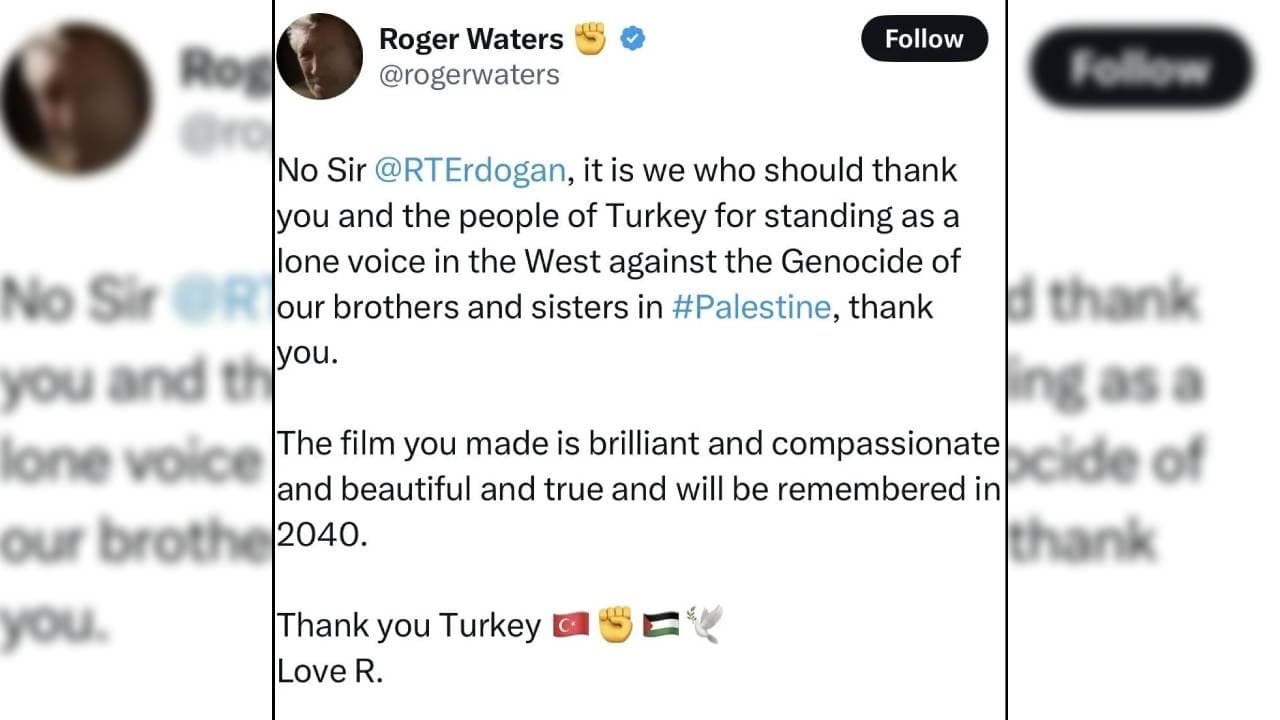 İngiliz efsanesi Pink Floyd’dan Cumhurbaşkanı Erdoğan’a Filistin teşekkürü