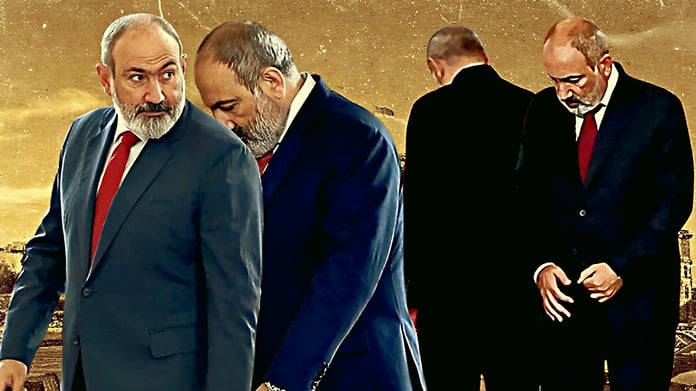 Başbakan Paşinyan'ın Rusya'da Azerbaycan bayrağı önündeki fotoğrafı Ermenistan'ı karıştırdı