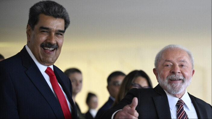 Venezuela Devlet Başkanı Nicolas Maduro (solda), Brezilya Devlet Başkanı Luiz Inacio Lula da Silva (sağda), 29.05.2023