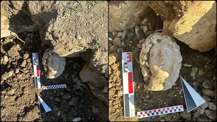 Düzce'deki antik kentte İskender heykel başı heyecan yarattı