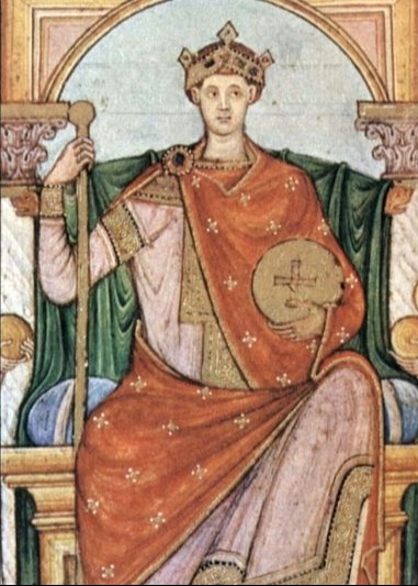 Kutsal Roma İmparatoru II. Otto, Registrum Gregorii’nin bu 10. yüzyıl minyatüründe tasvir ediliyor.