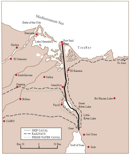 Modern Süveyş Kanalı'nın rotası