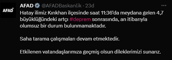AFAD deprem açıklaması