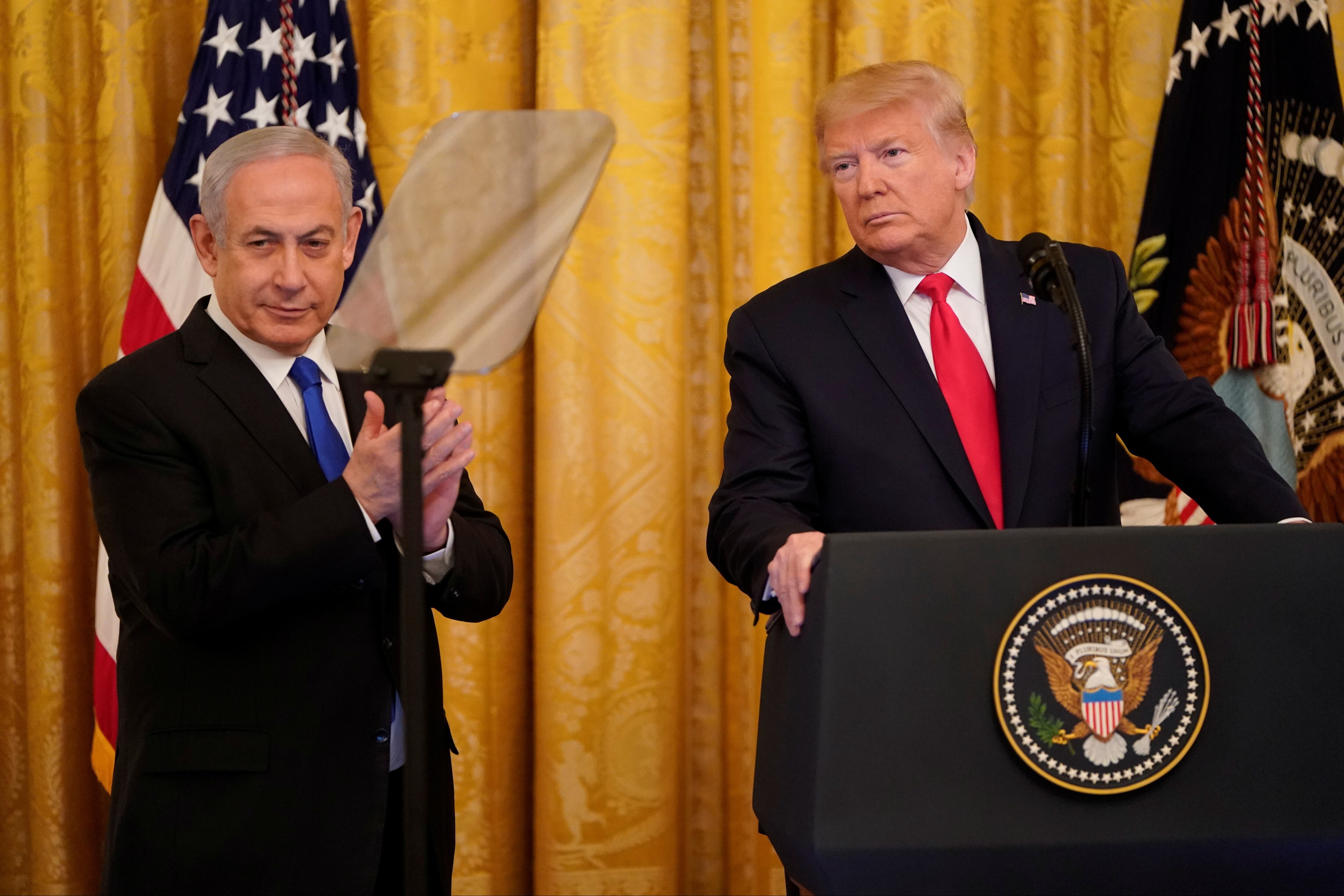 İsrail Başbakanı Binyamin Netanyahu ve dönemin ABD Başkanı Donald Trump