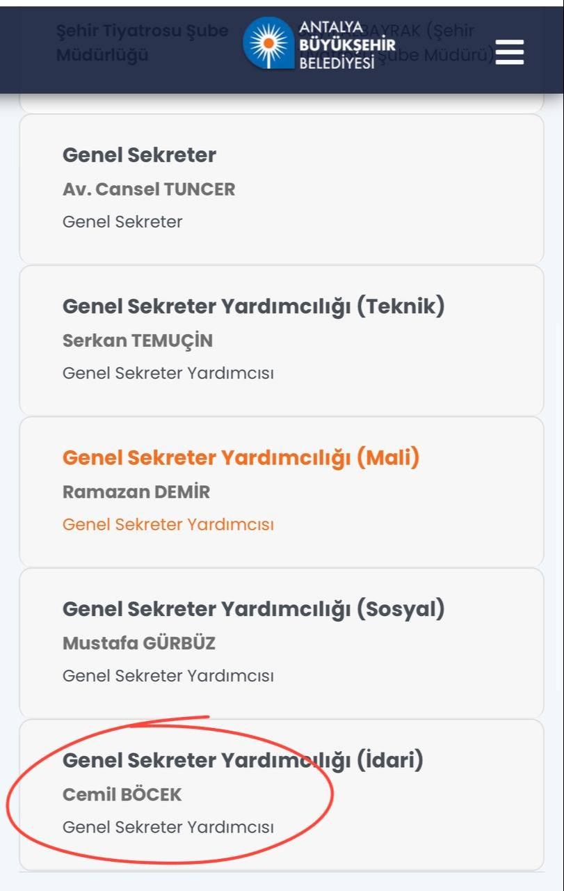 Antalya Büyükşehir Belediye Başkanı Muhittin Böcek, yeğenini belediyeye atadı